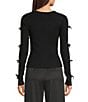Evolutionary Knit Bow Long Sleeve Top, Color:Black - Image 2