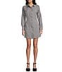 Evolutionary Pinstripe Long Sleeve Button Front Shirt Dress, Color:Grey/Black - Image 1