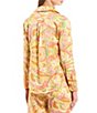 Color:Lime/Orange - Image 2 - Coordinating Long Sleeve Retro Printed Satin Button Up Shirt
