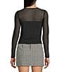 Evolutionary Mesh Side Ruched Long Sleeve Top, Color:Black - Image 2