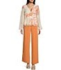 Color:Apricot - Image 3 - Mid Rise Pleated Pants