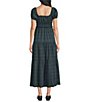Evolutionary Plaid Short Puff Sleeve Maxi Dress - Image 2