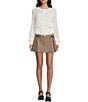 Evolutionary Pointelle Crew Neck Long Sleeve Button Front Sweater, Color:Cream - Image 3