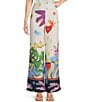 Evolutionary Coordinating Print Texture Pants, Color:Natural/Red - Image 1