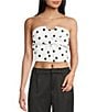 Evolutionary Printed Strapless Bow Top, Color:White/Black - Image 1