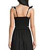 Evolutionary Ruffle Strap Ric Rac Trim Cropped Top, Color:Black/White - Image 2