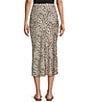 Evolutionary Satin Slip Animal Print Skirt, Color:Taupe/Black - Image 2
