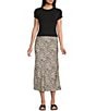 Evolutionary Satin Slip Animal Print Skirt, Color:Taupe/Black - Image 3