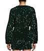 Evolutionary Coordinating Sequin Scoop Neck Long Sleeve Top, Color:Hunter - Image 2