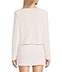 Evolutionary Sequin Velvet Bow Front Long Sleeve Coordinating Top, Color:Cream - Image 2