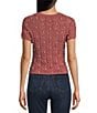 Evolutionary Short Sleeve Crewneck Allover Pearl Sweater, Color:Mauve - Image 2