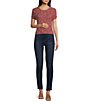 Evolutionary Short Sleeve Crewneck Allover Pearl Sweater, Color:Mauve - Image 3
