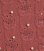 Evolutionary Short Sleeve Crewneck Allover Pearl Sweater, Color:Mauve - Image 4