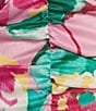 Color:Pink/Green - Image 4 - Short Sleeve Printed Cinch Waist Top