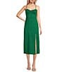 Color:Green - Image 1 - Sleeveless Inset Waist Slit Dress