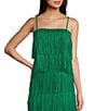 Color:Green - Image 1 - Coordinating Sleeveless Spaghetti Strap Fringe Cami Top