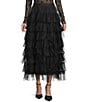 Evolutionary Solid Tulle Ruffle Tiered Skirt, Color:Black - Image 1