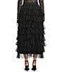 Evolutionary Solid Tulle Ruffle Tiered Skirt, Color:Black - Image 2
