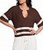 Evolutionary Split V-Neck Short Sleeve Sweater - Image 1