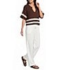 Evolutionary Split V-Neck Short Sleeve Sweater - Image 3