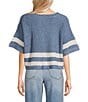 Evolutionary Split V-Neck Short Sleeve Sweater - Image 2