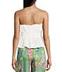 Evolutionary Strapless Peplum Embroidered Top, Color:White - Image 2
