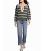 Evolutionary Striped V-Neck Collard Sweater - Image 3