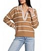 Evolutionary Striped V-Neck Collard Sweater - Image 5