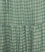 Evolutionary Textured Plaid Ruffled Coordinating Midi Skirt, Color:Sage - Image 4