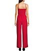 Evolutionary Twill Bow Front Wide Leg Jumpsuit, Color:Red - Image 2
