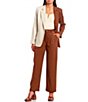 Color:Natural/Brown - Image 3 - Two-Tone Color Block Notch Collar Long Sleeve Jacket
