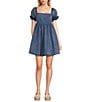 Evolutionary Washed Denim Short Sleeve Dress - Image 1