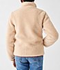 Color:Dark Cream - Image 2 - Ashbury High Pile Stand Collar Geometric Jacquard Trimmed Fleece Jacket