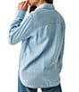Faherty Chambray Woven Spread Collar Long Sleeve Button Front Shirt, Color:Mid Wash - Image 2