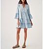 Color:Light Indigo Wash - Image 1 - Dream Cotton Gauze Tiered Kasey Dress