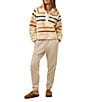 Faherty Dream Fireside Stripe Fleece Spread Collar Long Sleeve Sweater, Color:Dream Stripe - Image 3