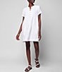 Color:White - Image 1 - Gemina Short Sleeve Crew Neck Linen Blend Dress
