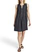 Color:Washed Black - Image 1 - Isha Basketweave Linen Shift Dress