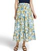 Color:Paradise Blossom - Image 1 - Ivy Elastic Waist Pull-On Tiered A-Line Maxi Skirt