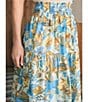 Color:Paradise Blossom - Image 6 - Ivy Elastic Waist Pull-On Tiered A-Line Maxi Skirt