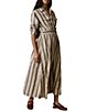 Faherty Julia Linen Blend Striped Spread Collar Long Sleeve Button Front Dress - Image 1
