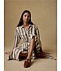 Faherty Julia Linen Blend Striped Spread Collar Long Sleeve Button Front Dress - Image 4