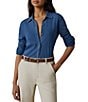 Faherty Knit Point Collar Long Sleeve Shirt - Image 1