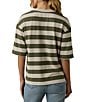 Faherty Organic Cotton Blend Knit Striped Crew Neck Short Sleeve Tee Shirt - Image 2