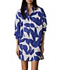 Faherty Kova Leaf Print Spread Collar Long Sleeve Button Front Shirt - Image 1