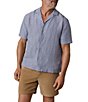 Faherty Laguna Linen Stripe Short Sleeve Woven Camp Shirt - Image 1