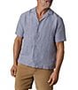 Faherty Laguna Linen Stripe Short Sleeve Woven Camp Shirt - Image 1