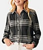 Color:Charcoal Bone Plaid - Image 1 - Legend Checked Print Long Sleeve Collared Shirt