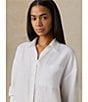 Faherty Linen Point Collar Long Sleeve Button Front Relaxed Shirt - Image 4
