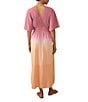 Faherty Mila Woven Organic Cotton Ombre Print V-Neck Short Sleeve Empire Waist Maxi Dress, Color:Sunset Dip Dye - Image 2